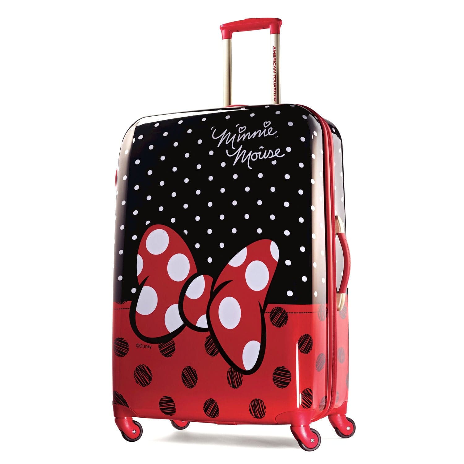 American Tourister Disney Hardside 28 Spinner Luggage Minnie Mouse Red Bow