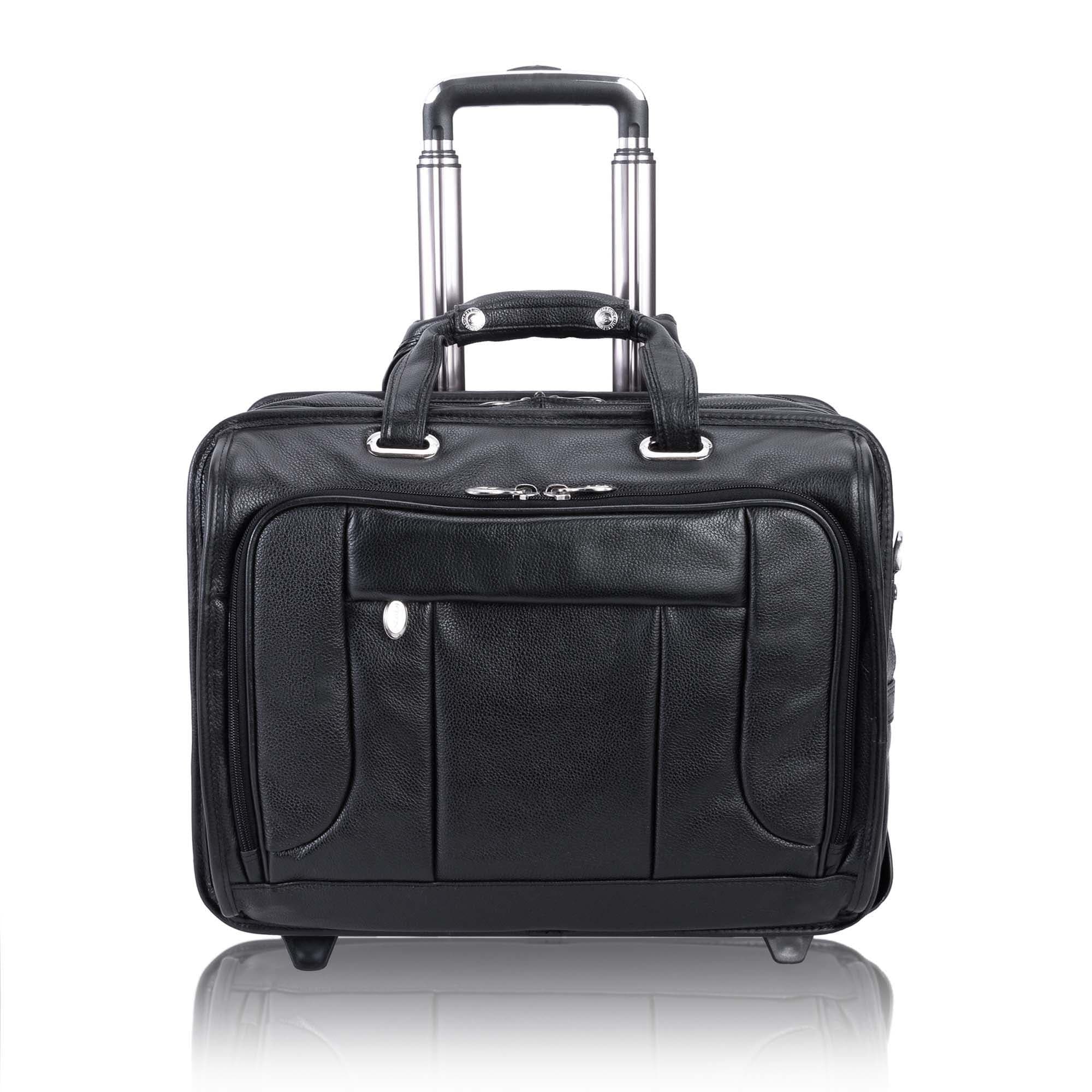 West Town 15 6 Leather Fly Through Checkpoint Friendly Patented Detachable Wheeled Laptop Briefcase Mcklein